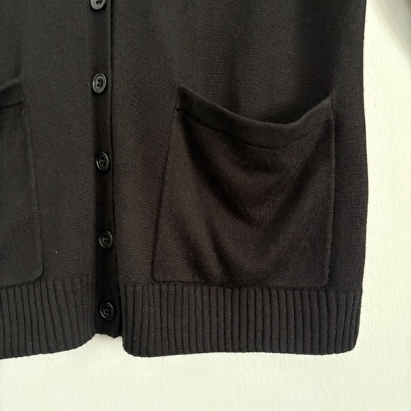 Not Monday Black Long Sleeve Cardigan Button Front Linen Silk Blend Women’s XS - Picture 4 of 10